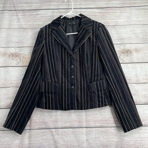 Sasch Mini-Corduroy Striped 4 Button Blazer Women's‎ Size Large Black/Taupe/Tan
